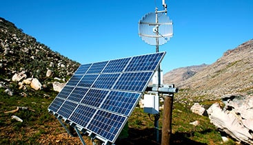 Solar panels on mountains